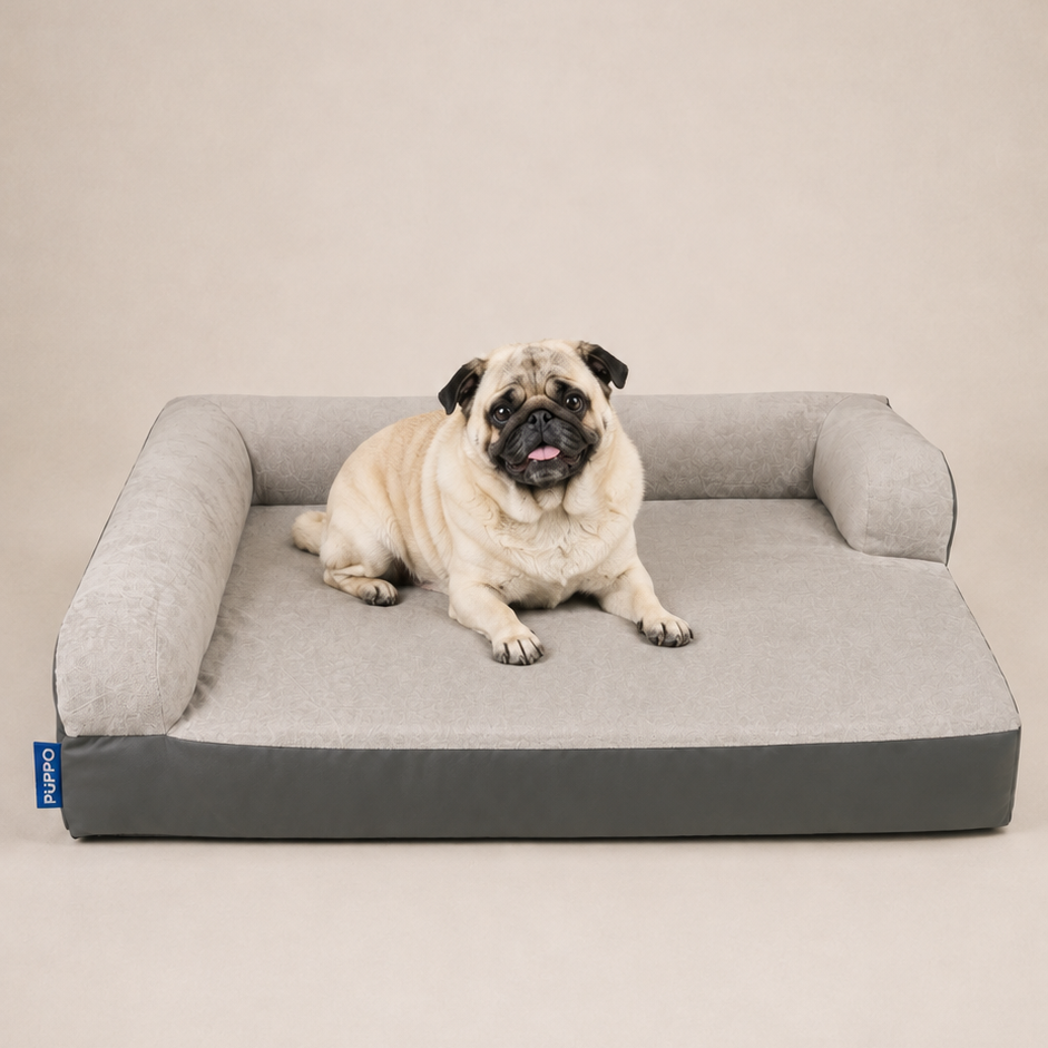 PUPPO-ROCCO ORTHOPEDIC BED-CLOUD & CHARCOAL GREY