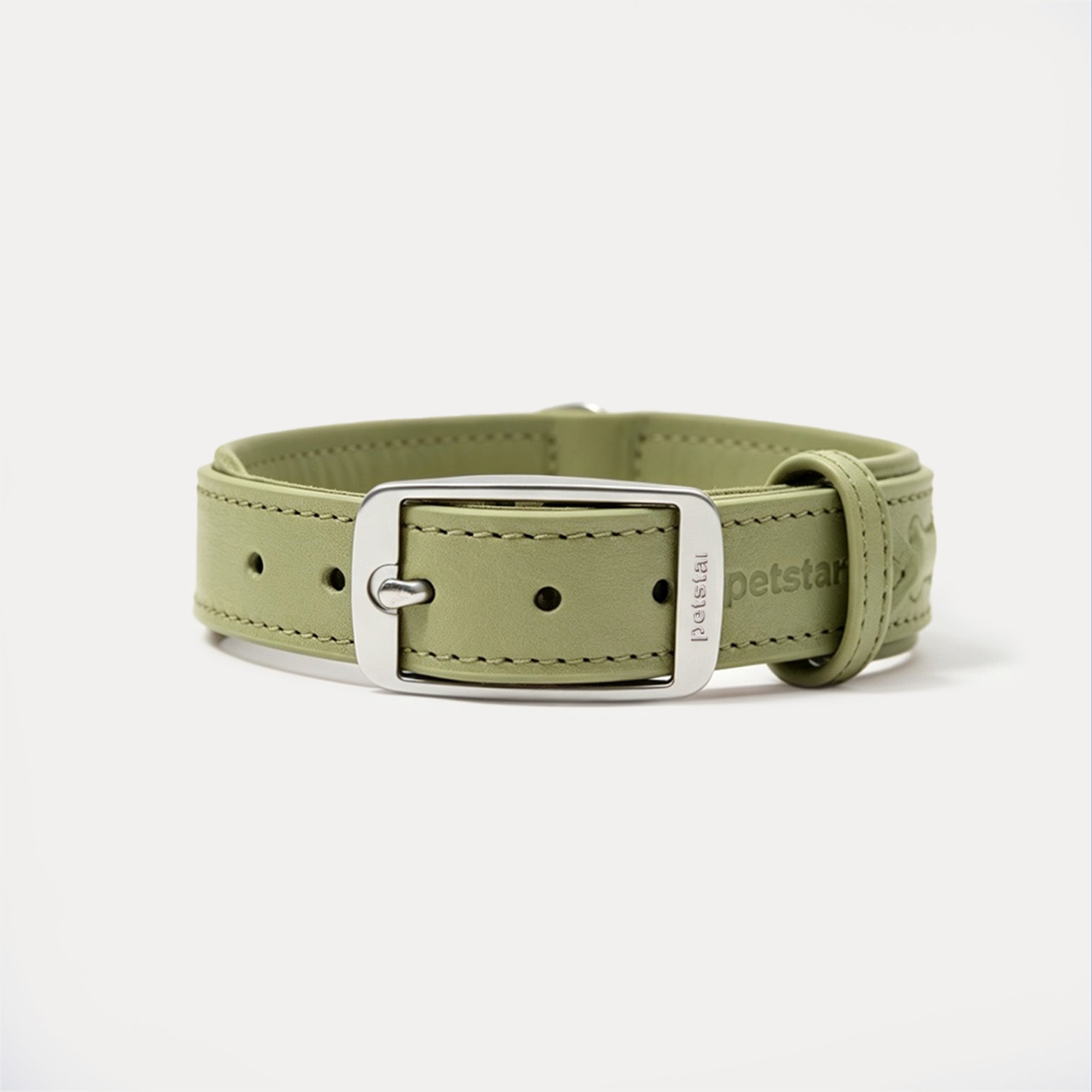 PUPPO-PETSTAR LEATHER COLLAR & LEASH-Sage green