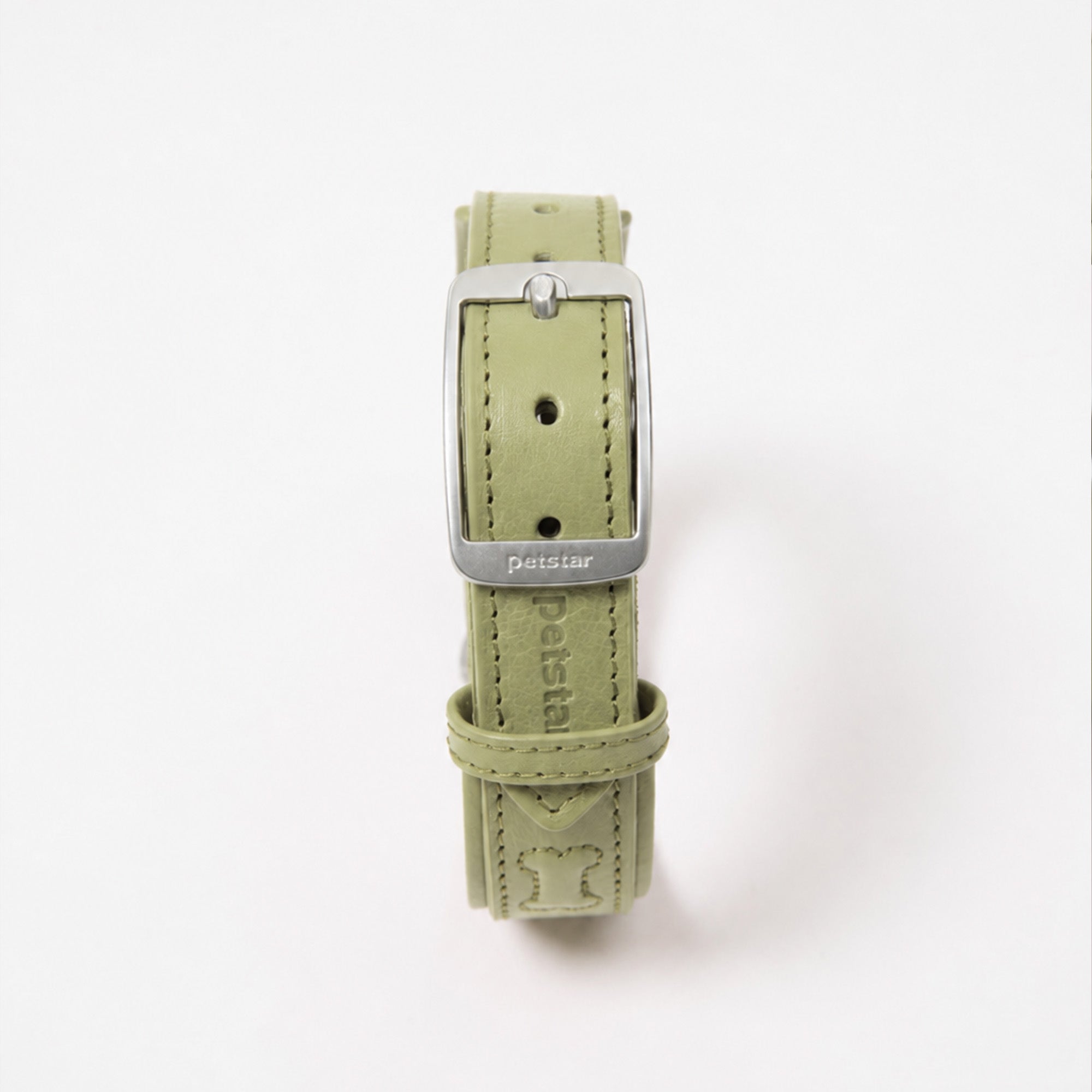 PUPPO-PETSTAR Leather collar-Sage green