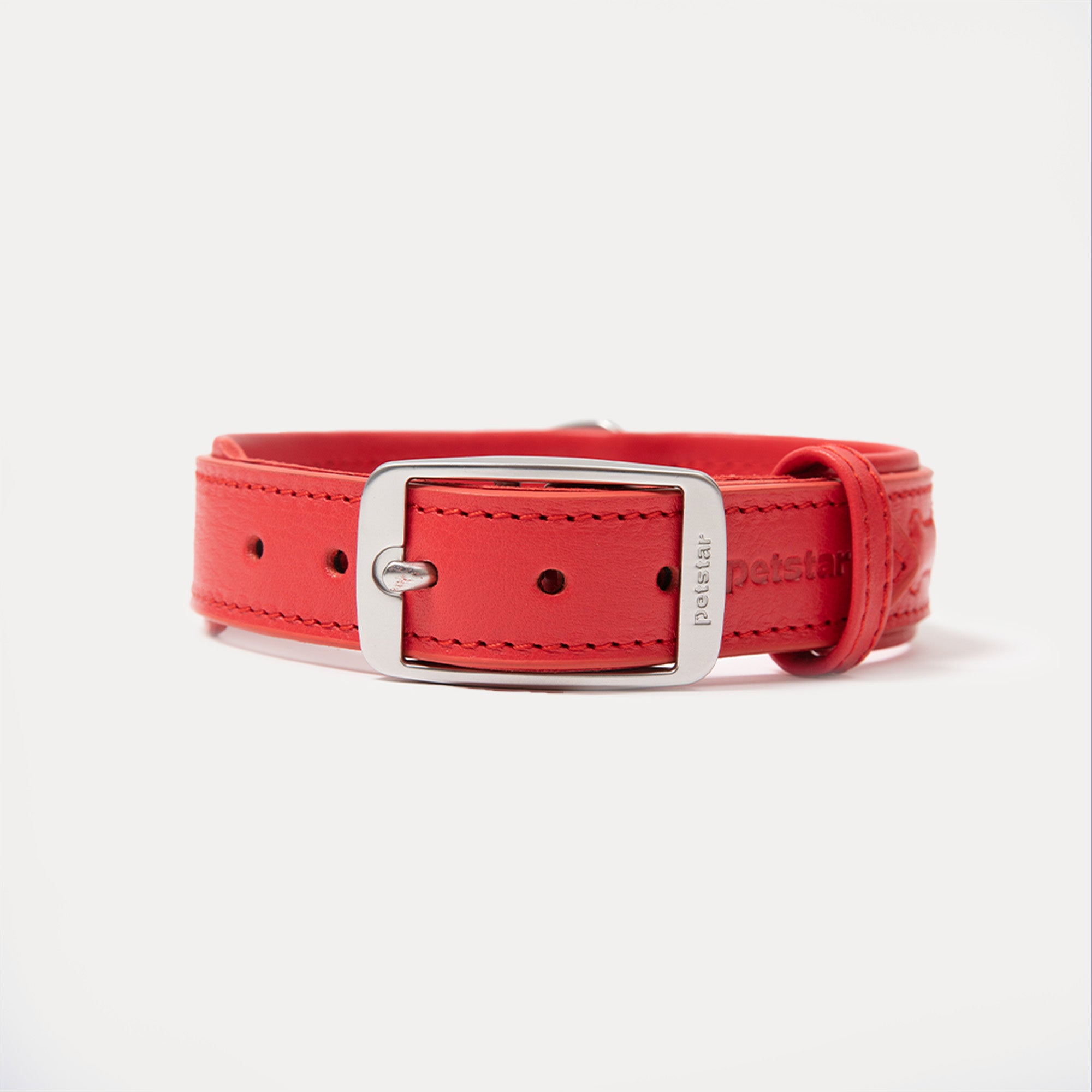 PUPPO-PETSTAR Leather collar-Ruby red