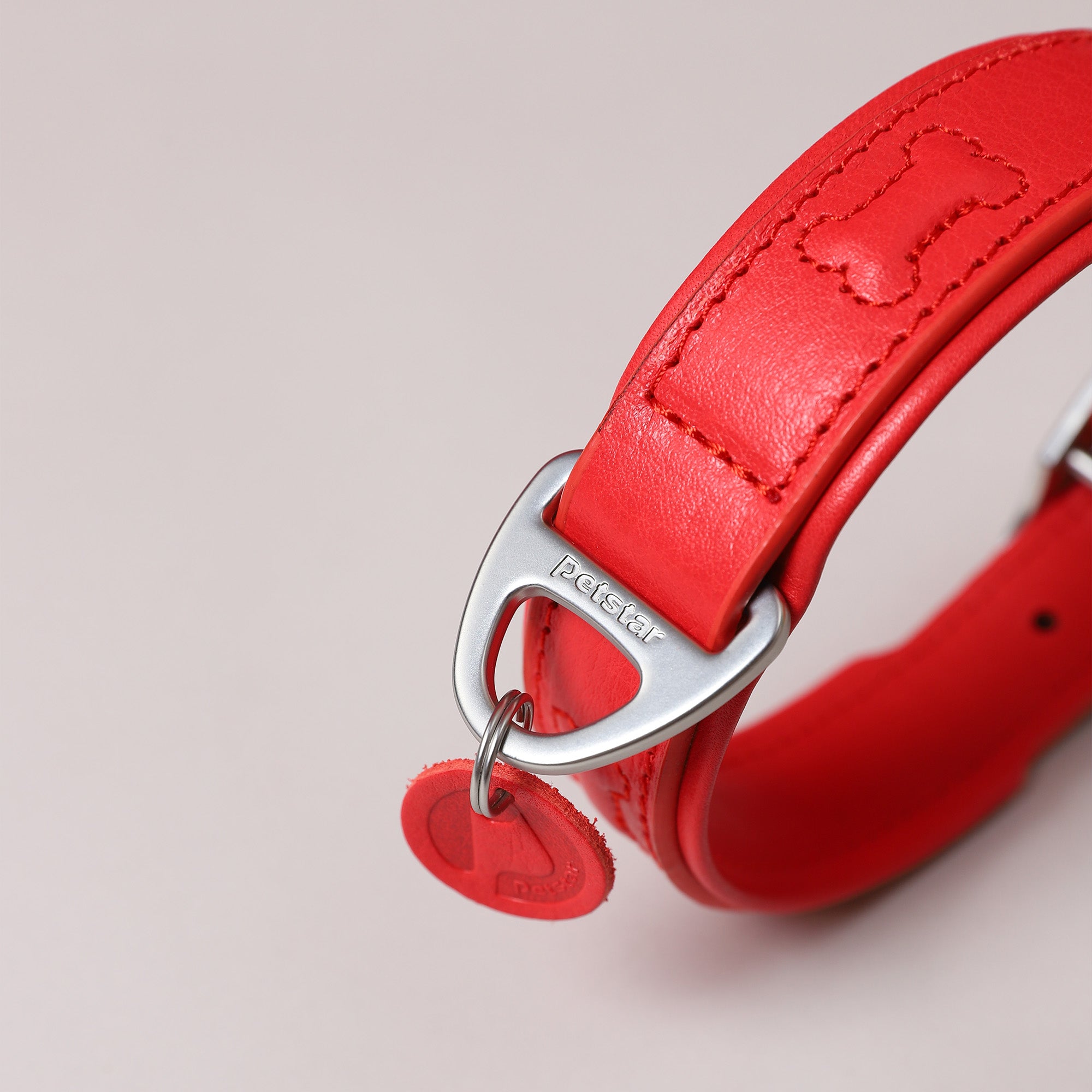 PUPPO-PETSTAR Leather collar-Ruby red
